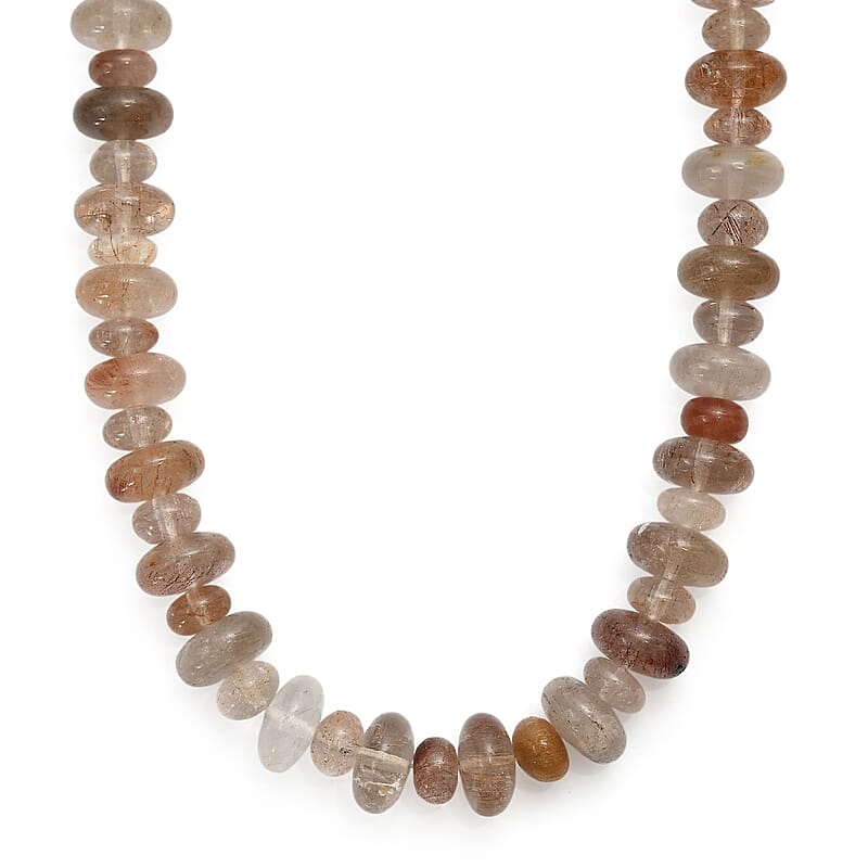 Multi Rutilated Quartz 375.00 ctw Roundel Necklace in Platinum Bond 20 Inches