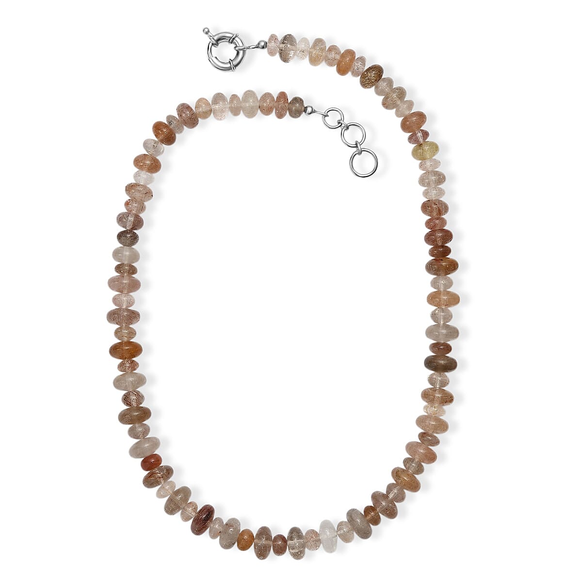 Multi Rutilated Quartz 375.00 ctw Roundel Necklace in Platinum Bond 20 Inches image number 3