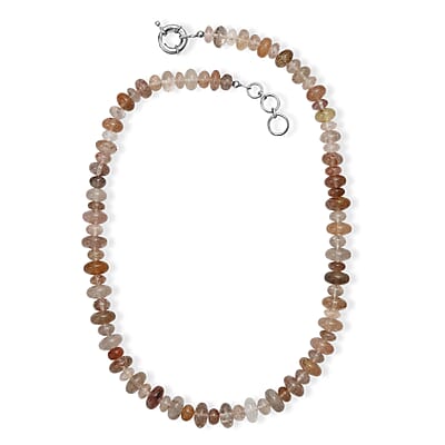 Multi Rutilated Quartz 375.00 ctw Roundel Necklace in Platinum Bond 20 Inches