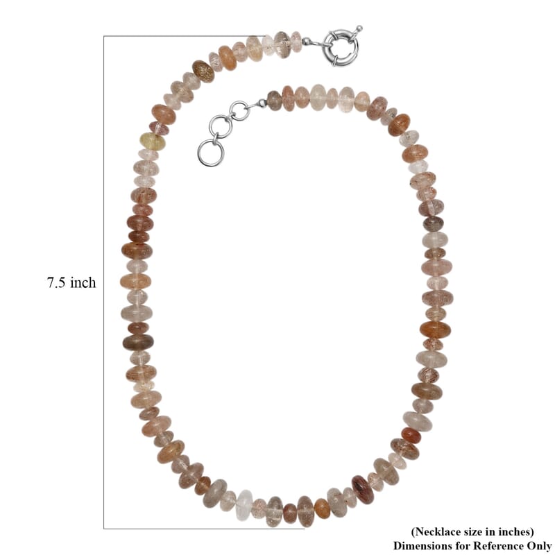 Multi Rutilated Quartz 375.00 ctw Roundel Necklace in Platinum Bond 20 Inches