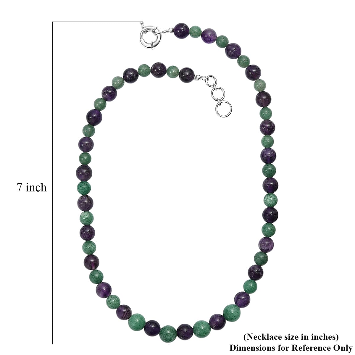 Green Aventurine and African Amethyst 335.00 ctw Beaded Necklace in Platinum Bond 20 Inches