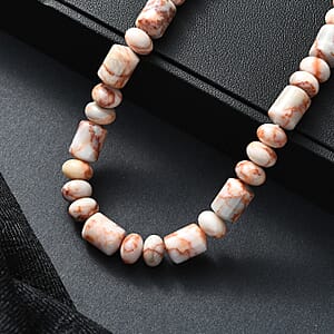 EverTrue Pink Web Jasper 265.00 ctw Beaded Necklace in Stainless Steel (18 Inches)