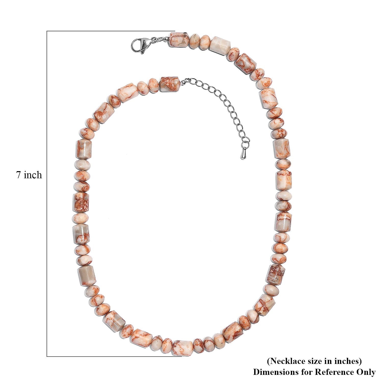 EverTrue Pink Web Jasper 265.00 ctw Beaded Necklace in Stainless Steel (18 Inches)