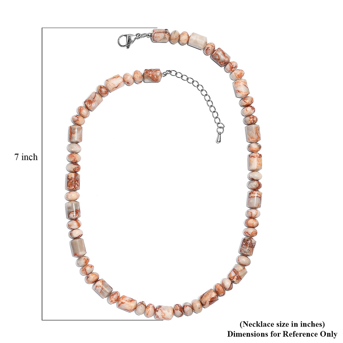 EverTrue Pink Web Jasper 265.00 ctw Beaded Necklace in Stainless Steel (18 Inches) image number 5