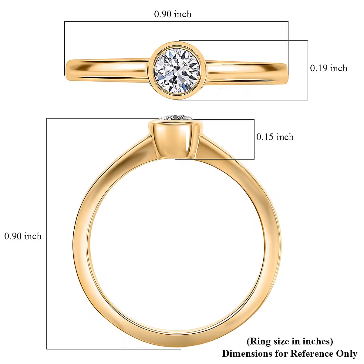 Luxuriant Lab Grown Diamond G-H SI 0.25 ctw Solitaire Ring in 18K Vermeil Yellow Gold Over Sterling Silver (Size 10.0) image number 6