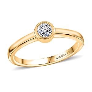 Luxuriant Lab Grown Diamond G-H SI 0.25 ctw Solitaire Ring in 18K Vermeil Yellow Gold Over Sterling Silver (Size 6.0)