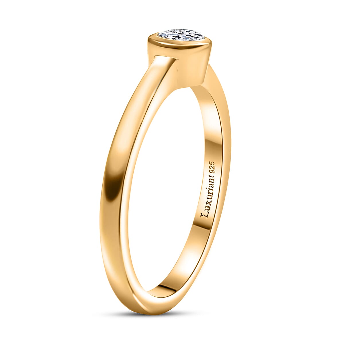 Luxuriant Lab Grown Diamond G-H SI 0.25 ctw Solitaire Ring in 18K Vermeil Yellow Gold Over Sterling Silver (Size 6.0) image number 3