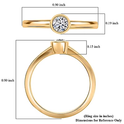 Luxuriant Lab Grown Diamond G-H SI 0.25 ctw Solitaire Ring in 18K Vermeil Yellow Gold Over Sterling Silver (Size 6.0)