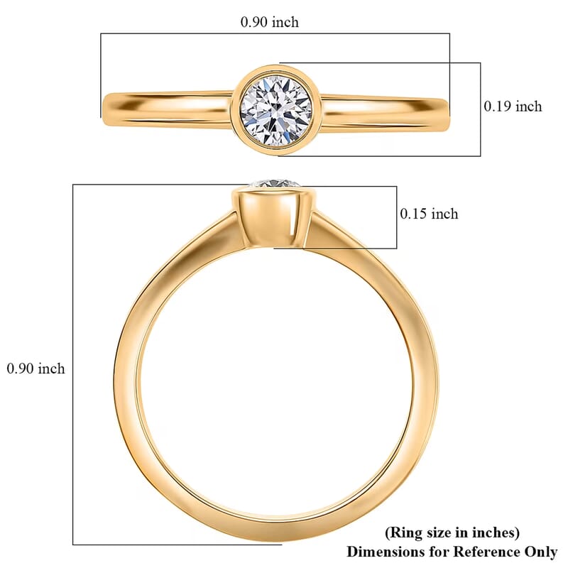 Luxuriant Lab Grown Diamond G-H SI 0.25 ctw Solitaire Ring in 18K Vermeil Yellow Gold Over Sterling Silver (Size 6.0)
