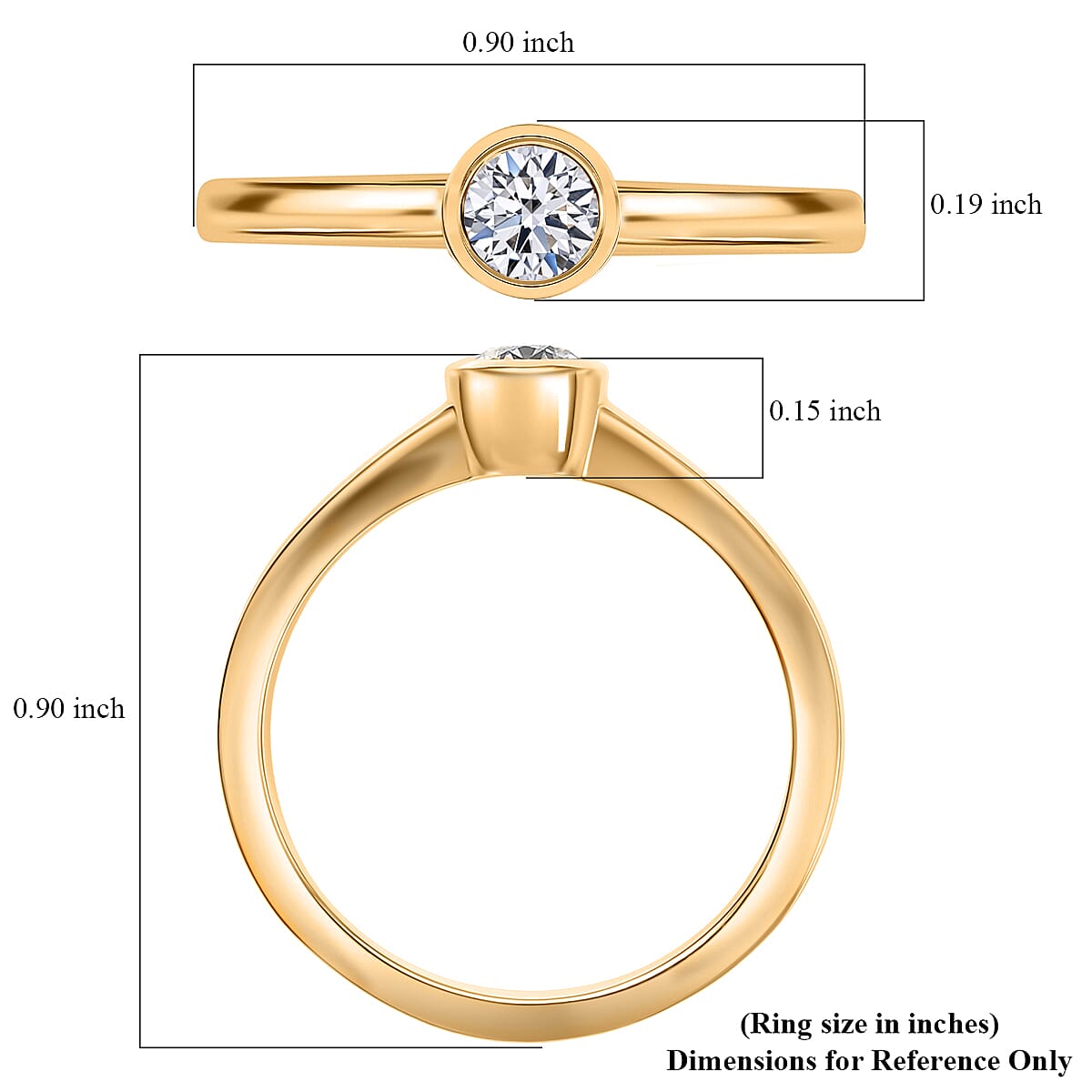 Luxuriant Lab Grown Diamond G-H SI 0.25 ctw Solitaire Ring in 18K Vermeil Yellow Gold Over Sterling Silver (Size 8.0) image number 5