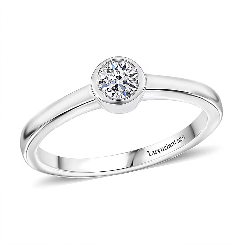 Luxuriant Lab Grown Diamond G-H SI 0.25 ctw Solitaire Ring in Rhodium Over Sterling Silver (Size 6.0)