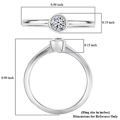 Luxuriant Lab Grown Diamond G-H SI 0.25 ctw Solitaire Ring in Rhodium Over Sterling Silver (Size 9.0)