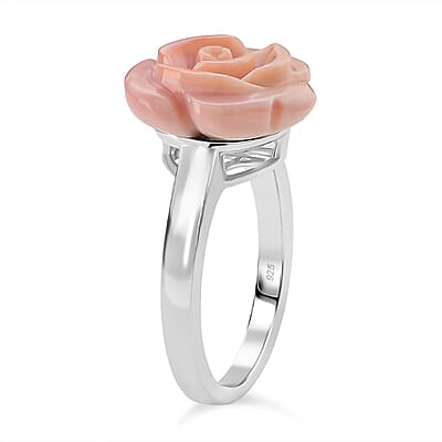 D'Joy Pink Conch Shell 5.50 ctw Ring in Rhodium Over Sterling Silver (Size 5.5)