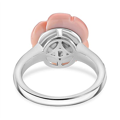 D'Joy Pink Conch Shell 5.50 ctw Ring in Rhodium Over Sterling Silver (Size 5.5)