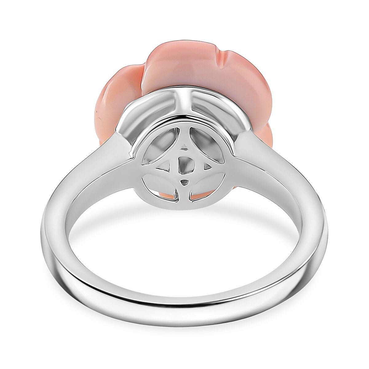 D'Joy Pink Conch Shell 5.50 ctw Ring in Rhodium Over Sterling Silver (Size 11.5)