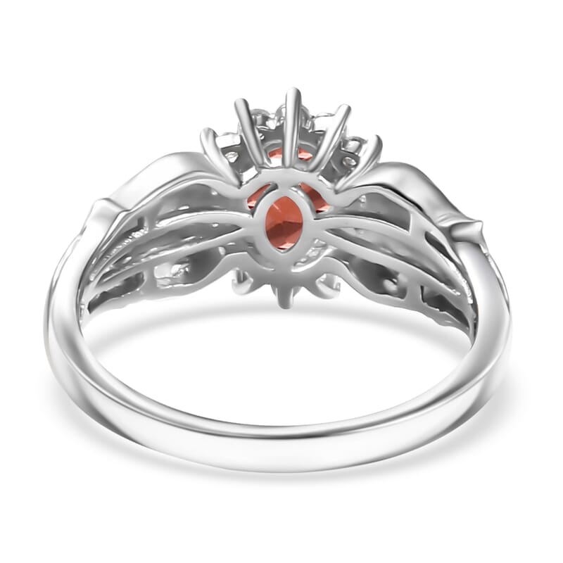 D'Joy Mozambique Garnet and White Zircon 1.50 ctw Ring in Rhodium Over Sterling Silver (Size 6.0)