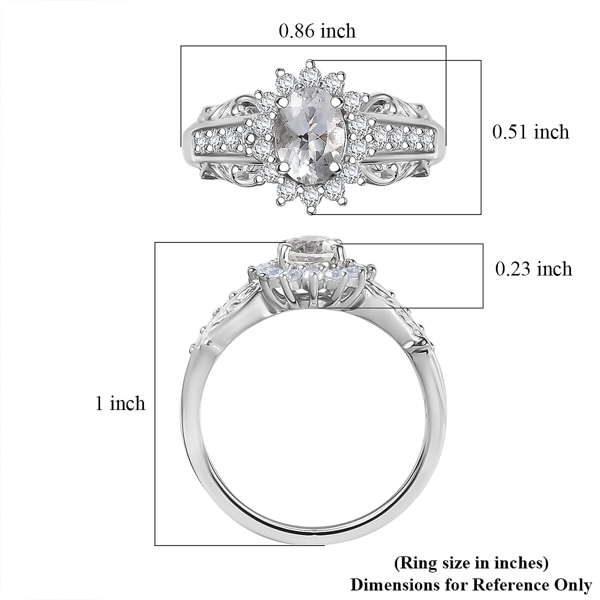 D'Joy White Topaz and White Zircon 1.15 ctw Ring in Rhodium Over Sterling Silver (Size 7.0) image number 5