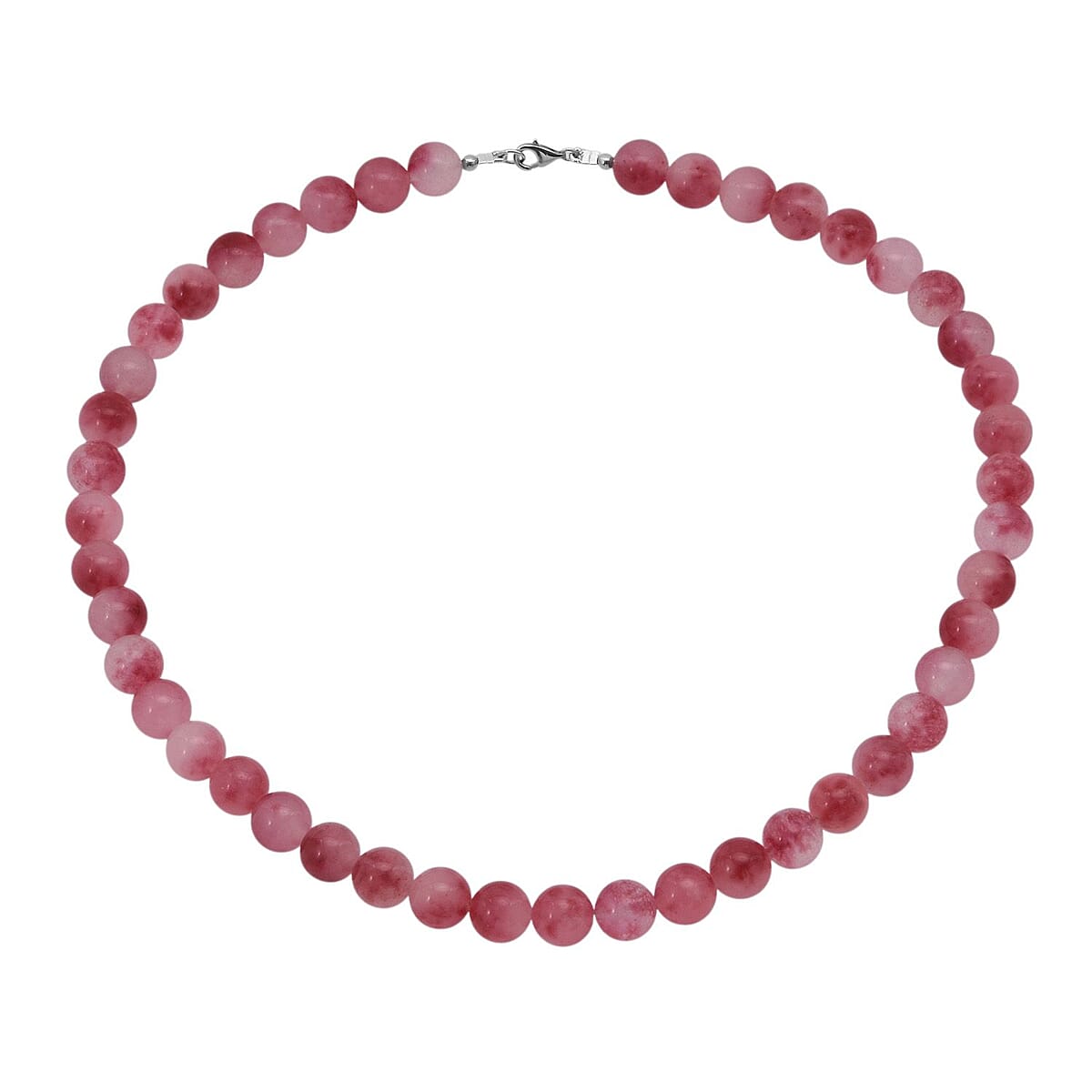 Pink Agate Beaded 290.00 ctw Necklace 18 Inches in Sterling Silver  image number 0