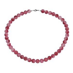 Pink Agate Beaded 290.00 ctw Necklace 18 Inches in Sterling Silver 