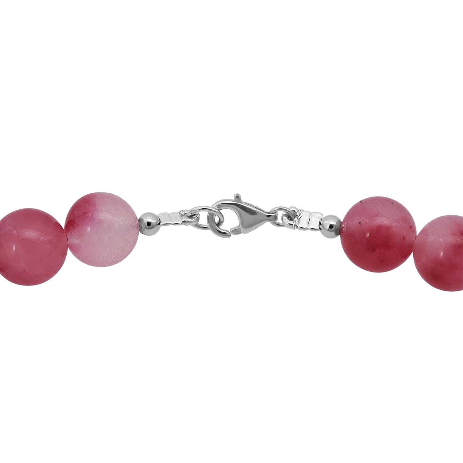 Pink Agate Beaded 290.00 ctw Necklace 18 Inches in Sterling Silver 