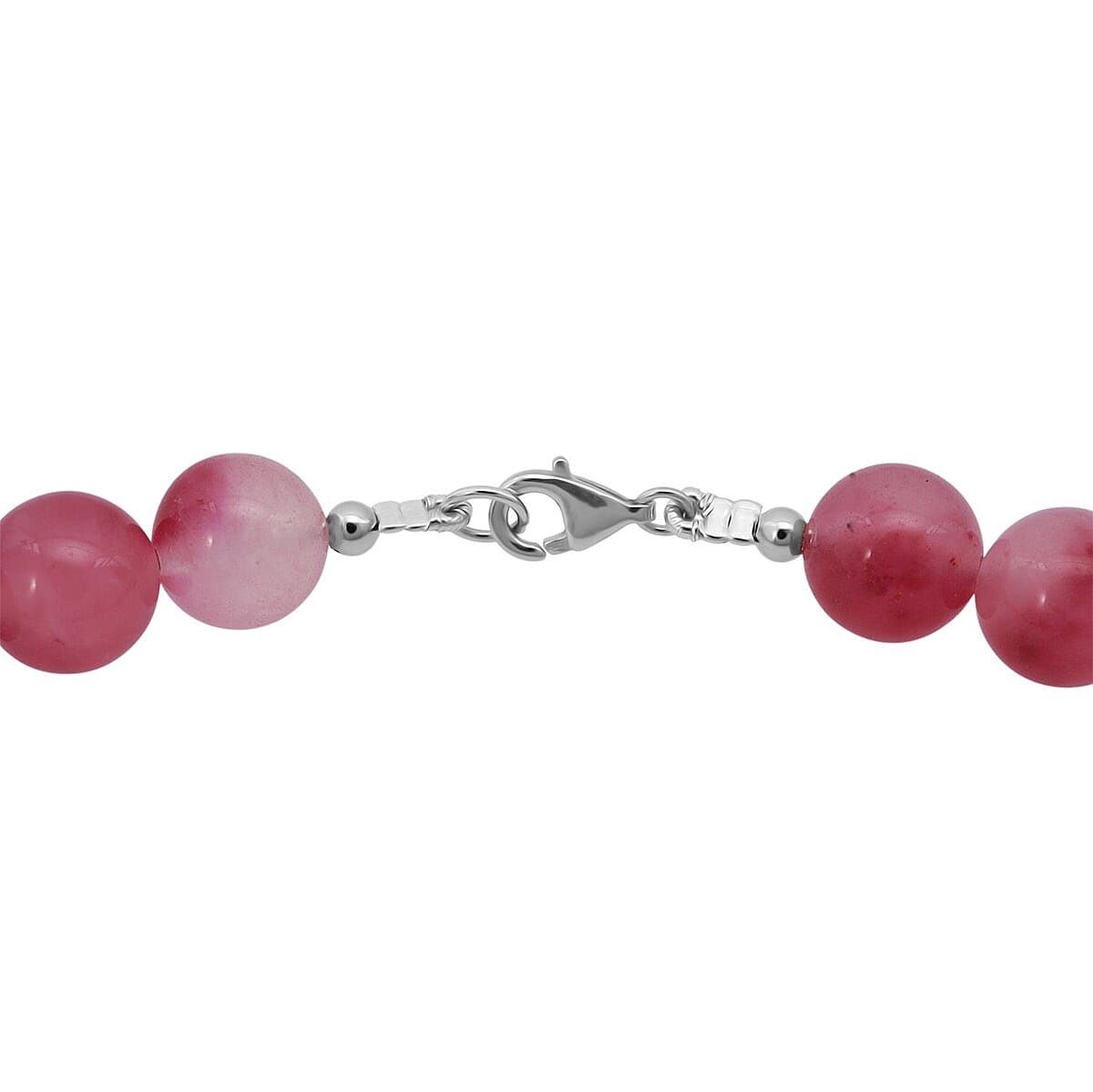Pink Agate Beaded 290.00 ctw Necklace 18 Inches in Sterling Silver  image number 4