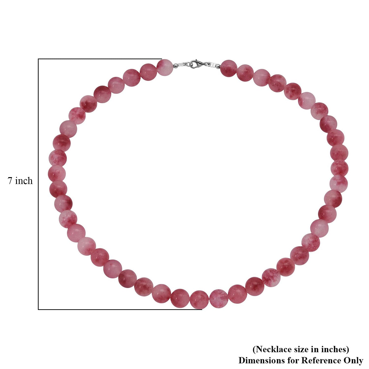 Pink Agate Beaded 290.00 ctw Necklace 18 Inches in Sterling Silver 