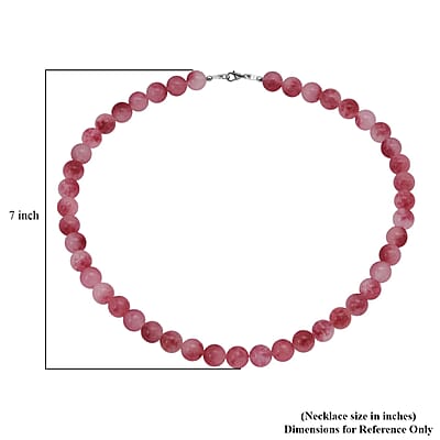 Pink Agate Beaded 290.00 ctw Necklace 18 Inches in Sterling Silver 