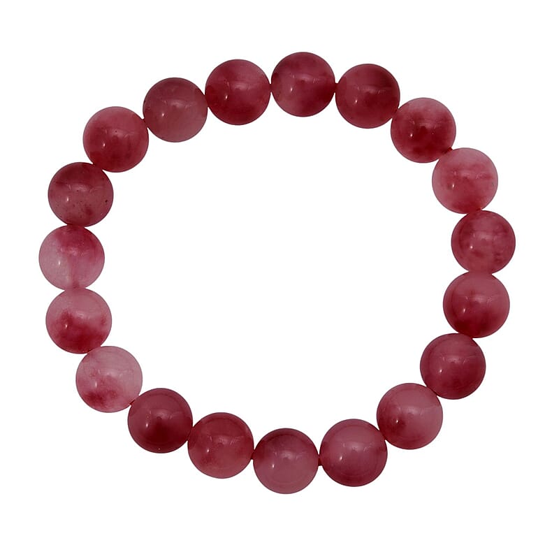 Pink Agate Beaded 121.30 ctw Stretch Bracelet 