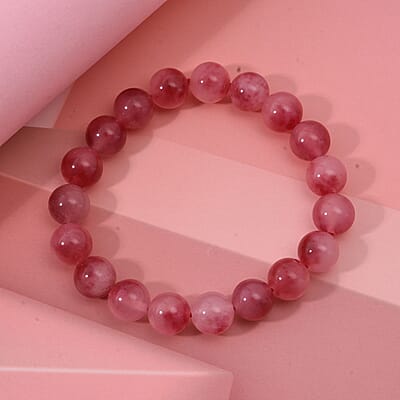 Pink Agate Beaded 121.30 ctw Stretch Bracelet 