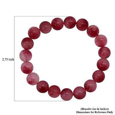 Pink Agate Beaded 121.30 ctw Stretch Bracelet 