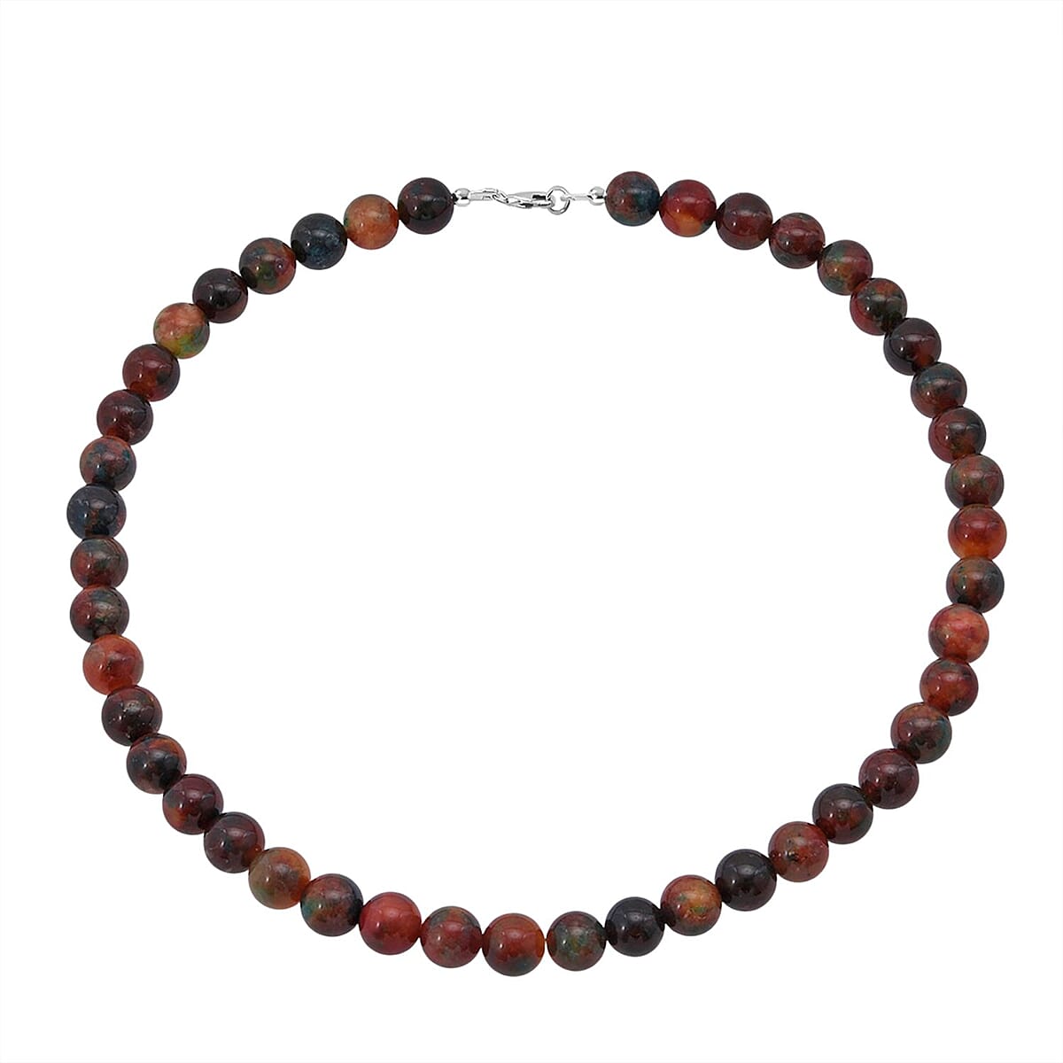 Multi Agate Beaded 314.50 ctw Necklace 18 Inches in Sterling Silver image number 0