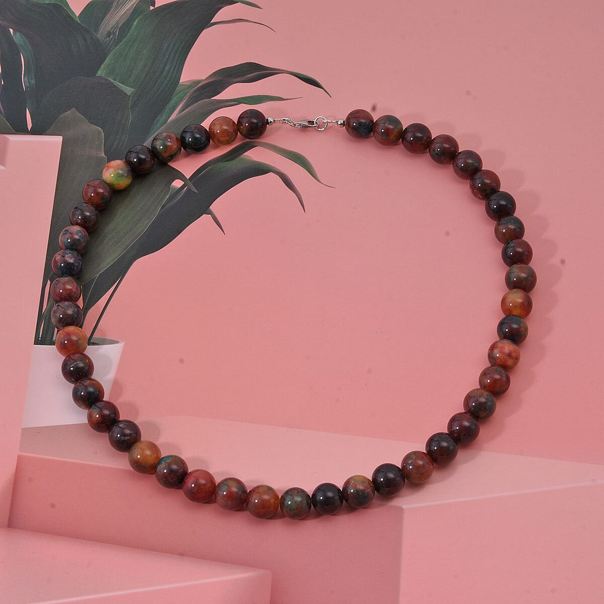 Multi Agate Beaded 314.50 ctw Necklace 18 Inches in Sterling Silver image number 1