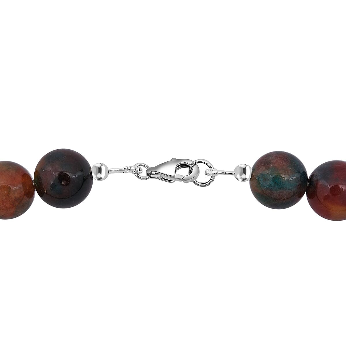 Multi Agate Beaded 314.50 ctw Necklace 18 Inches in Sterling Silver image number 4