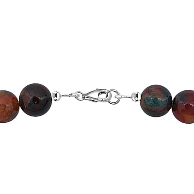 Multi Agate Beaded 314.50 ctw Necklace 18 Inches in Sterling Silver