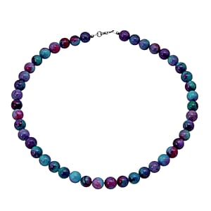 Purple Agate Beaded 334.85 ctw Necklace 18 Inches in Sterling Silver