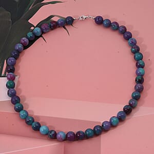 Purple Agate Beaded 334.85 ctw Necklace 18 Inches in Sterling Silver