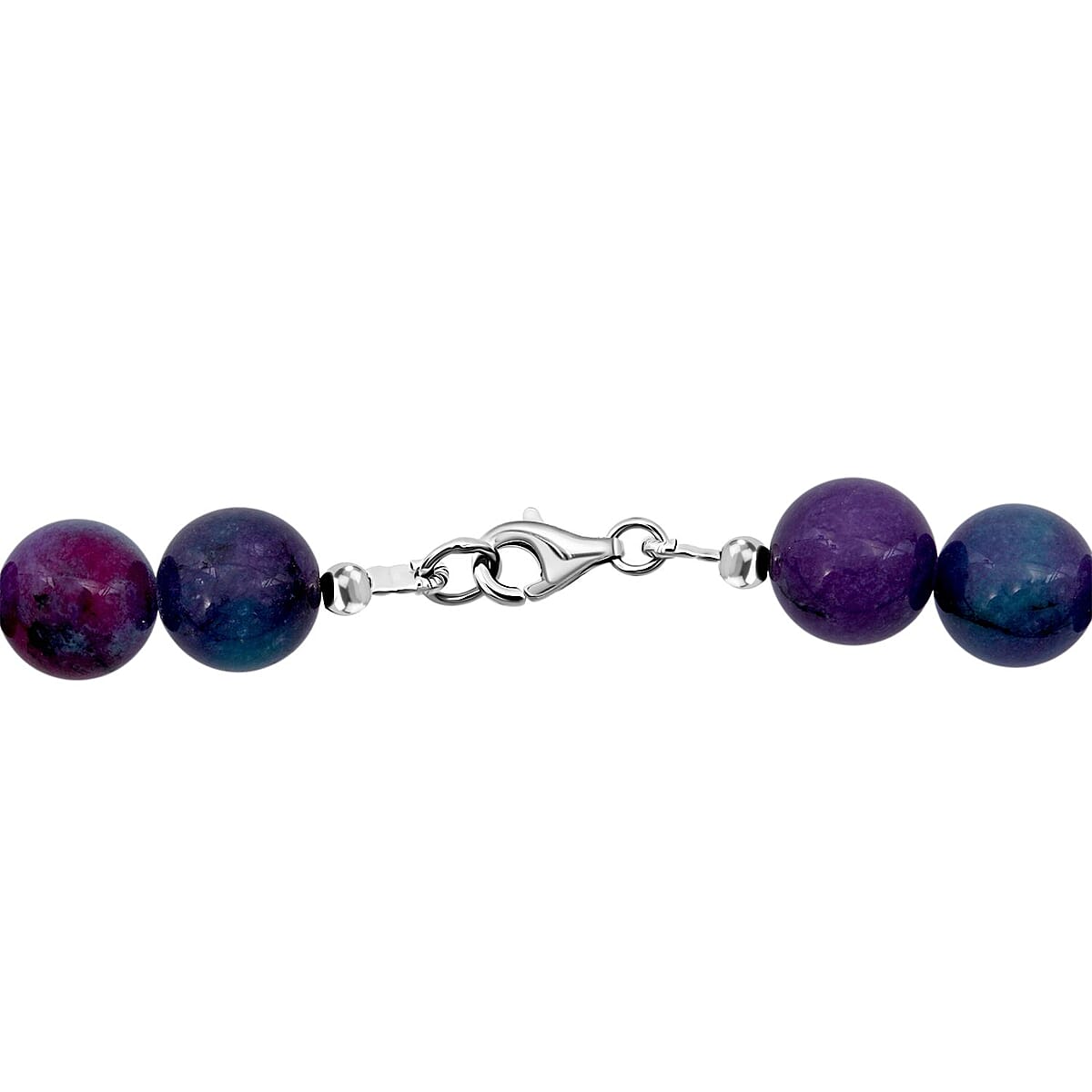 Purple Agate Beaded 334.85 ctw Necklace 18 Inches in Sterling Silver image number 4