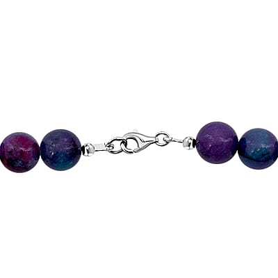 Purple Agate Beaded 334.85 ctw Necklace 18 Inches in Sterling Silver