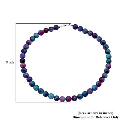 Purple Agate Beaded 334.85 ctw Necklace 18 Inches in Sterling Silver