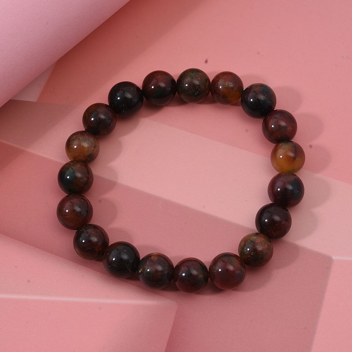 Multi Agate Beaded 134.15 ctw Stretch Bracelet  image number 1