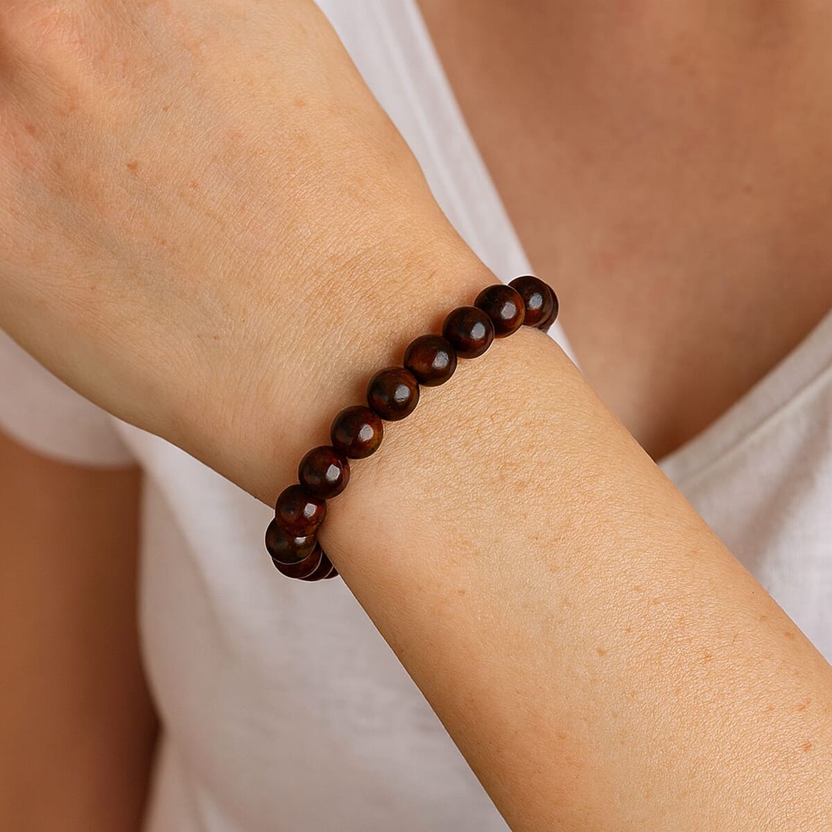 Multi Agate Beaded 134.15 ctw Stretch Bracelet  image number 2