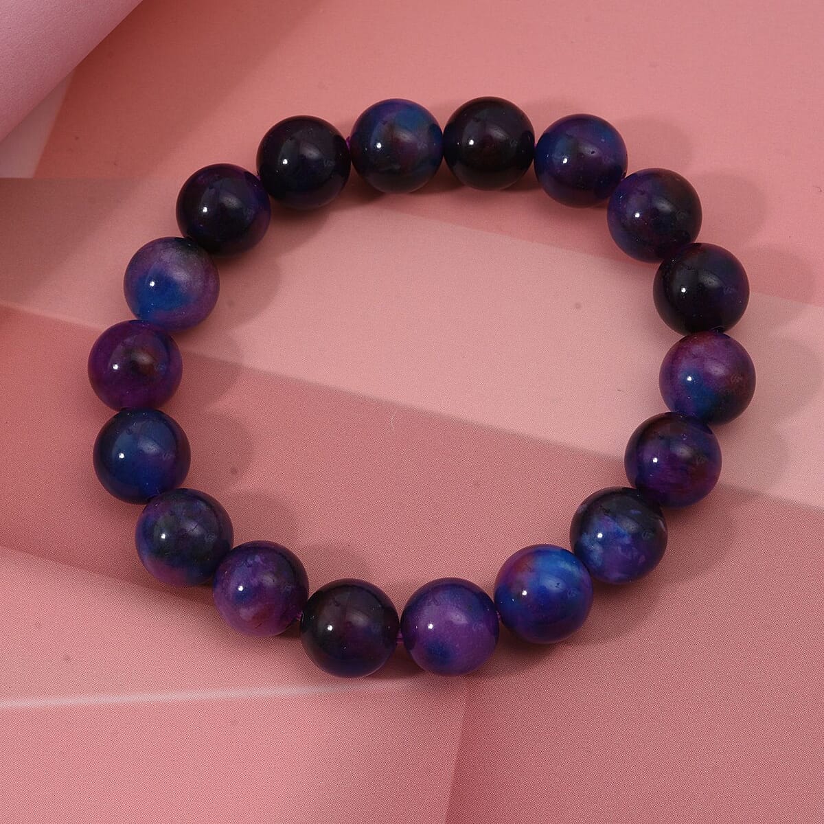 Purple Agate Beaded 131.30 ctw Stretch Bracelet  image number 1