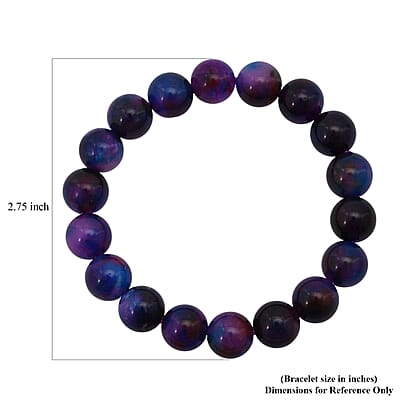 Purple Agate Beaded 131.30 ctw Stretch Bracelet 