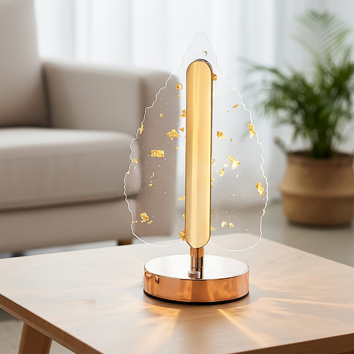 Livmore Golden Acrylic Leaf Design Touch Lamp image number 0