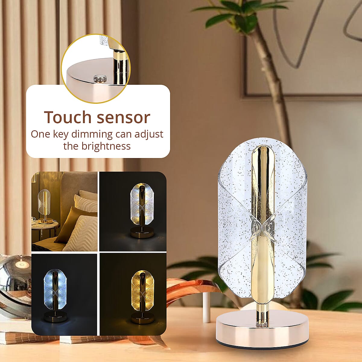 Livmore Golden Acrylic Ribbon Design Touch Lamp image number 2