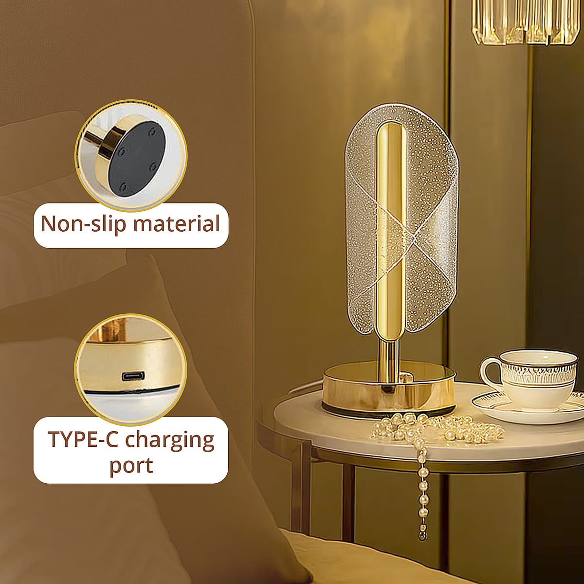 Livmore Golden Acrylic Ribbon Design Touch Lamp image number 3