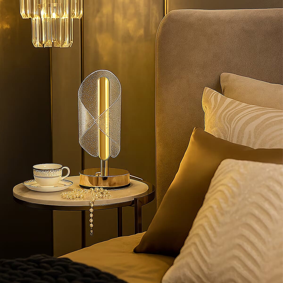 Livmore Golden Acrylic Ribbon Design Touch Lamp image number 6