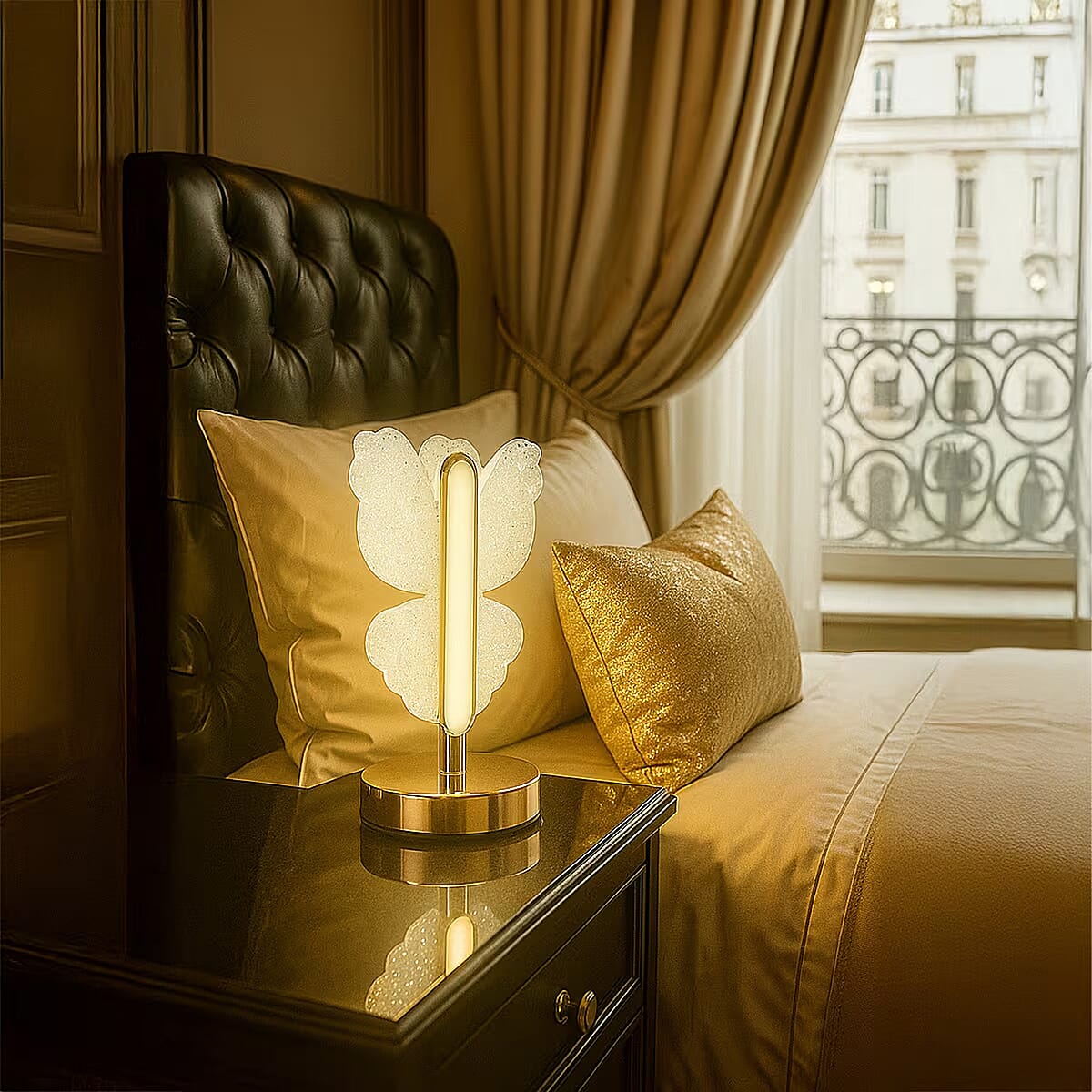 Livmore Golden Acrylic Butterfly Design Touch Lamp image number 1