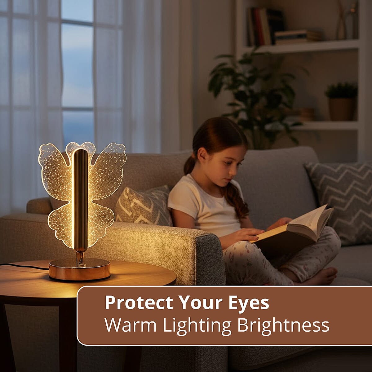 Livmore Golden Acrylic Butterfly Design Touch Lamp image number 4