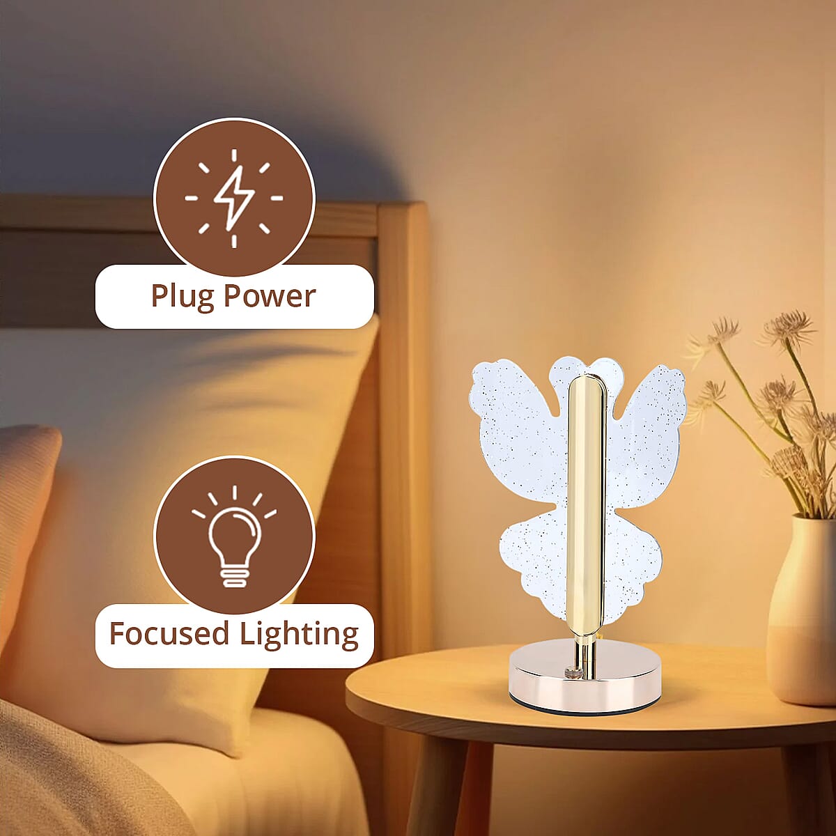 Livmore Golden Acrylic Butterfly Design Touch Lamp image number 5